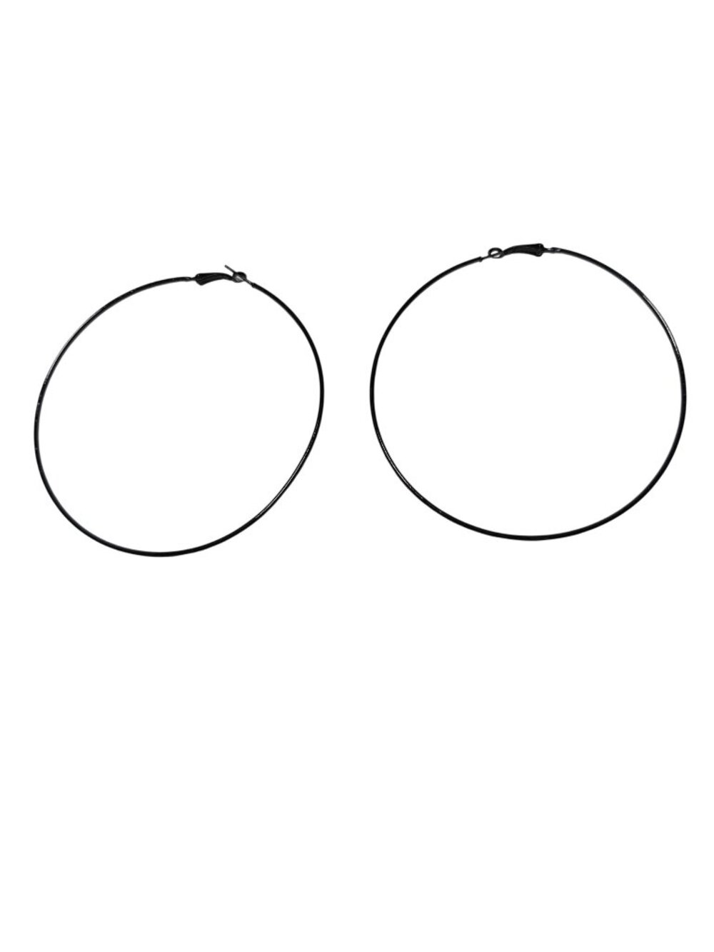Retro Large Black Hoop Earrings Snap Closure Classic Statement Jewelry Women